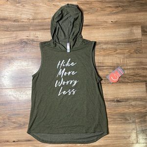 Guru Active Graphic Sleeveless Hoodie Hike More Worry Less Outdoor Large NWT Tee